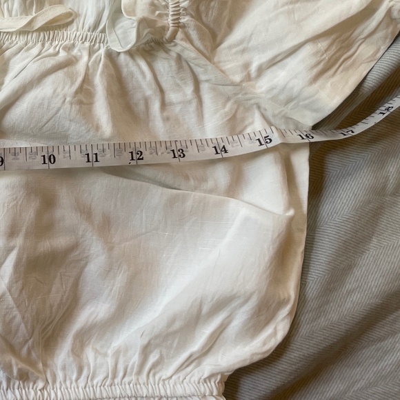 H&M Short Blouse with Ruffles bohemian white linen cotton blend - Picture 9 of 10